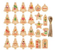 50 PCS Gift Tags with Hanging String, Christmas Tree Decoration Tags Kraft Paper Ornament Gift Tags Pendants Tags (Christmas Tree), 4#