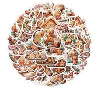 50 Pcs Gingerbread Man Sticker Christmas Candy Gingerbread Self Adhesive Stickers for Schools Crafts Projects Kids Party Favors DIY Crafts Decorations