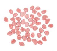 50 Pcs Glow In The Dark STONESs for Garden Decor, Luminous Pebbles for Walkways, Fish Tanks, Aquariums, Yard Landscaping and Flower Beds, No Electricity Required(Pink)