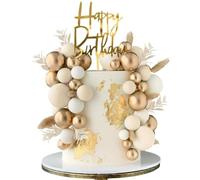 50 Pcs Gold Cake Decorations, Gold Cake Balls and Toppers for Birthdays, Weddings, Christenings, Party Decorations, Elegant Cake Toppers for Baking and Celebrations