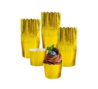 50 Pcs Gold Cupcake Liners 3.5 oz Foil Baking Cups Disposable Cupcake Wrappers Holders Muffin Liners,for Party Wedding Birthday Valentine