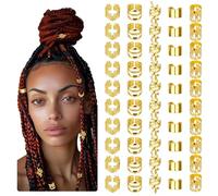 50 PCS Gold Dreadlock Beads Locs Accessories, Jewelry for Braids, Hair Dreadlock Accessory Braid, Adjustable Cuffs Braiding Hair Rings for Dreadlock Accessory Jewelry Decorations(Silver)(Gold)