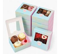 50 PCS Gradient Cookie Boxe 13.5 x 13.5 x 5 cm Cupcake Boxes with Windows