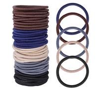 50 Pcs Hair Bands for Women, 4mm Hair Bobbles for Thick Hair, Elastic Hair Ties No Damage, Multy-Colored Ponytail Holders, Hair Bobbles No Metal for Women Girls Kids Men Thick Hair