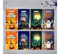 50 Pcs Halloween Trick or Treat Bags, Fyvadio Candy Tote Bags with Handles for Kids, Goodie Bags Reusable Bags for Halloween Party Supplies Favors