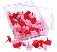 50 PCS Heart Push Pins, Red Bulletin Boards Thumb Tacks, Pink Cute Wall Tacks Decorative for Cork Board Home and Office