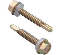 50 PCS Hexagon Self Tapping Self Drilling Screws with Pads for Metal Sheets,Wooden Sheets and Plastic Sheets (M4.8 * 35mm)