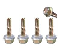 50 PCS Hexagon Self Tapping Self Drilling Screws with Pads for Metal Sheets,Wooden Sheets and Plastic Sheets (M4.8 * 25mm)