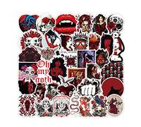 50 Pcs Horror Style Cool Gothic Stickers Skull Skeleton Dark Red Vinyl Sticker Waterproof Trendy Aesthetic Decal for Laptop Water Bottle Skateboard