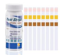 50 Pcs Hot Tub Test Strips, Pool Test Strips, Accurate 3 In 1 Pool Water Testing Kit, Ph Chlorine Alkaline Hardness Testing Strip, Clearwater Strip Quality Tester Paper, Free Chlorine and Bromine