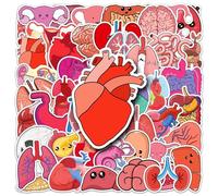 50 Pcs Human Body Organs Stickers Funny Human Biology Sticker for Water Bottle Laptop Skateboard Computer Luggage Scrapbook Car Helmet Bike,Vinyl Waterproof Sticker for Adults Doctors Nurses