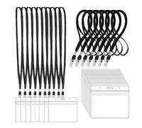 50 PCS ID Card Name Badge Holders, Horizontal Name Tag Holders with Clip Lanyard, Waterproof & Dustproof Name Card Holder, Clear Plastic Cards Holder for Work, Events & Conferences