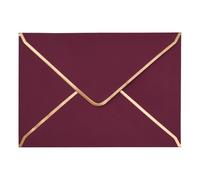 50 PCS Invitation Envelopes A7 Size, Burgundy 5 x 7 Inch V-Flap Mailing Card Envelopes Quick Seal with Gold Border for 5x7 Cards, Birthday, Weddings, Graduations, Greeting Cards