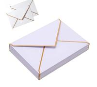50 pcs Invitation Envelopes, Card Self Seal Gold Border, V-Flap Mailing CardQuick Seal Envelopes with Gold Border for Invitation, Wedding, Announcement(White) Loopunk