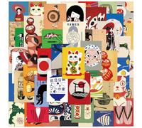 50 Pcs Japanese Poster Stickers for Phone,Guitar,Laptop,Water Bottles,Skateboard,Luggage, Japanese Simple Stickers Waterproof Vinyl,Graffiti Decorate for Teens Girls Boys Children Motivate Gift
