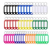 50 PCS Key Tags,Key Fobs Labels Rings Name Tags Key Label Tags with Split Ring Paper Plastic Key Tags with Labels Heavy Duty for Luggage Pet Id Name Office 10 Color