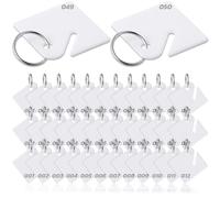 50 Pcs Key Tags White Plastic Hanging Tags with Metal Spring O Rings Clip Keychain, 1.5 Inch Slotted Tag, Square Hanging Tag for Key Cabinets Boxes Lockers Sturdy, Item Identifiers for Home Offices