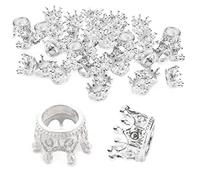 50 Pcs King Crown Charm Spacer Beads Vintage Crown Beads Bracelet Connector for Diy Jewelry Crafts Making Supply