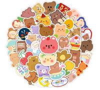 50 Pcs Korean Style Cute Bear Doodle Stickers, Aesthetic INS Girl Themed Waterproof Vinyl Decals for Laptop, Journal, Scrapbook, Phone Case Decor