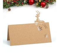 50 Pcs Kraft Christmas Name Place Cards - Elk Table Settings for Wedding & Party Decoration