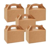 50 Pcs Kraft Gift Boxes with Handle 15x9x9 cm Plain Brown Favour Cardboard