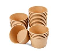 50 Pcs Kraft Paper Bowls, Brown Cardboard Takeaway Salad Bowls, Kraft Disposable Soup Containers, Ice Cream Cups for Dessert Snacks Appetizers Cold Hot Food (8 oz)
