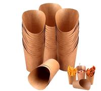 50 Pcs Kraft Paper French Fry Cups, French Fries Holder, Take-Out Party Baking Cups, Snacks Krafts Paper Cups for Charcuterie Snack Waffle Popcorn Sandwich Dessert Ice Cream