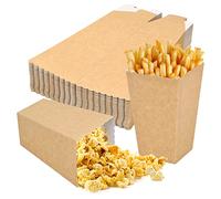 50 Pcs Kraft Paper Popcorn Favor Boxes, Reusable Cardboard Candy Containers, 3 Sizes Popcorn Carton Treat Box for Theater Carnival Birthday Wedding Movie Night Party (L)