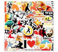50 Pcs Kungfu Stickers for Laptop Water Bottles,Bicycle,Skateboard,Computer,Chinese Cute Style Decorative Stickers Waterproof Vinyl,Graffiti Stickers for Girls Boys Children Teens