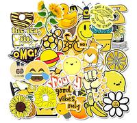 50 Pcs Laptop Stickers Mobile Phone Accessories Personalized Bottles Stickers，Teen Graffiti Sticker, School Art Project (Yellow)