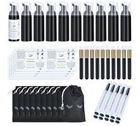 50 Pcs Lash Shampoo Bottle Brushes Set 10 Empty Foam Pump Dispensers 10 Label Stickers 10 Mascara Wands and Tubes 10 Cleansing Brush 10 Bag for Eyelash Extensions Aftercare(Black)