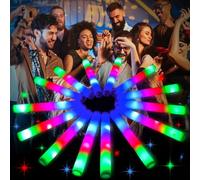 50 PCS LED Foam Glow Sticks Bulk, 3 Modes Colorful Flashing Foam Light up Sticks, Glow in the Dark Party Supplies for Wedding, Raves, Birthday, Concert, Camping, Sporting Events