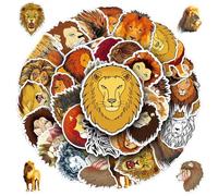 50 Pcs Lion Stickers, PVC Waterproof Animal Stickers for Kids, Durable Reusable Vinyl Sticker Pack for Laptop Water Bottle Car DIY Decoration