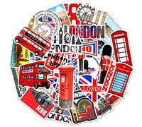 50 PCS London Red Buses Stickers Laptop Stickers,London England Vacation Travel Waterproof Sticker Kids Stickers for Motorcycle,Bicycle,Luggage,Phone,Water Bottle,Skateboard,Graffiti Patches…