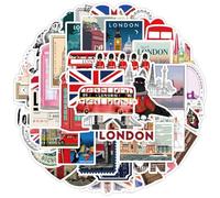50 PCS London Stickers for Water Bottle|British Style Vinyl Waterproof Sticker for Water Bottle Laptop Skateboard Phone Car Decals Gifts for Kids Teens Adults for Party Favors Supplies Decor