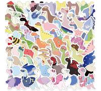50 Pcs Long Necked Dinosaur Stickers for Children Teens Girls Boys,Jurassic Dinosaurs Stickers for Laptop Water Bottles,Bicycle,Skateboard,Computer,Waterproof PVC Vinyl for Wall, Graffiti Stickers