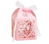 50 Pcs Love Heart Carved Hollow Wedding Favour Boxes Sweet Gift Box Chocolate Candy Treat Box Wedding Bridal Shower Party Decoration