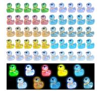 50 Pcs Luminous Mini Resin Ducks, Cute Mini Ducks, Miniature Duckies Figures Kit for Aquarium Garden, Garden Party, Dollhouse Deracoration DIY Craft (10 Colors)