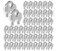 50 Pcs M3 Wire Rope Clips, 1/8" Stainless Steel Cable Clamps, 304 Steel U-Bolt Saddle Fastener, Heavy Duty Rope Cable Grip for Tensioning, Rigging, Clothesline, Garden Wire, Fence Use