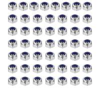 50 Pcs M6 Nylock Nuts, 6mm Locking Nuts, DIN 985 Stainless Steel Hex Lock NutsSelf-locking Hex Nutss, Nyloc Hexagon Nut for Bolts Screws Lock Washers, Locknut Assortment