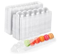 50 PCS Macaron Boxes, 6-Slot Dessert Cases for Macarons Small Cakes, Clear Plastic Macaron Storage Containers, Macaroon Packaging Display Trays for Cookie Wedding Party Gifts （8.9 x 2.0 x2.6in）