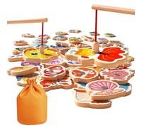 50 Pcs Magnetic Fishing Game for Kids Wooden Ocean Animal Games Wooden Fishing Magnets Learning Toys with Fish Rod Toddler Magnetic Fishing Montessori Toys for 1 2 3 Year Old Boys Girls Birthday Gifts