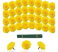 50 Pcs Marigold Flower Bulk Decorations, Artificial Marigold Flowers, Silk Marigolds Flower Heads with Stems, Halloween Flower Day of The Dead Decoration for DIY Wreath Garland Holiday Home
