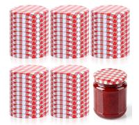 50 Pcs Mason Jar Lids 82mm, Twist off Jam Jar Lids 82mm, Replacement Canning Lid for Mason Jars Cans Preserves Honey Marmalade(Red Plaid)