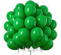 50 Pcs Matte Dark Green Balloons - 12 Inch Latex Balloons with Ribbon for Men Boys Green Birthday Theme Christmas Decor Kids Jungle Tropical Safari Animal Theme Birthday Party Decorations
