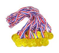 50 Pcs Medals for Children,Prizes Football Medal Gold Neck Ribbons Award Rounders Set Sports Day Games Player of The Match Star Badge Awards Harvest Festival Kids Winner Plastic,for Kids Adults Party