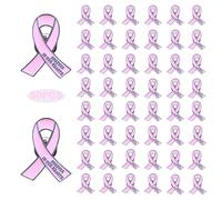 50 Pcs Memorial Ribbon Pins Funeral Metal Pins Forever In Our Hearts For Funeral Mourning Event (pink)