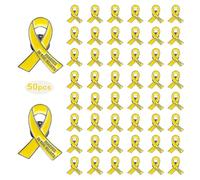 50 Pcs Memorial Ribbon Pins Funeral Metal Pins Forever In Our Hearts For Funeral Mourning Event (yellow)