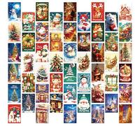 50 PCS Merry Christmas Postcards Set, Handmade DIY with Snowflake and Snowman Designs for Wall Decor, Home, Family Gathering, Office Party, Gift Exchange, Holiday Greetings (Christmas)