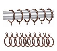 50 Pcs Metal curtain rings,38mm Internal Diameter Curtain Pole Rings,with Fixed eyelets,Smooth Glider Curtains Rail Hanging Rings, Heavy Duty Drapery(Antique Red)